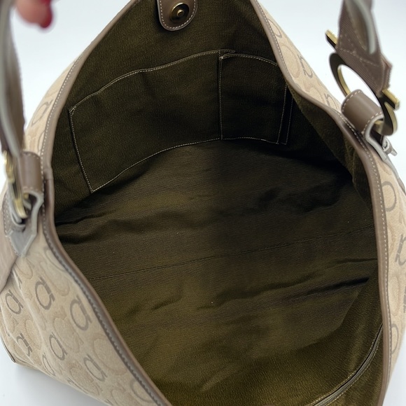 Authentic Salvatore Ferragamo Brown Canvas Shoulder Bag - Picture 16 of 17